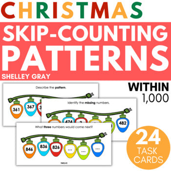 Main image for Christmas Skip-Counting Patterns Task Cards, Increasing & Decreasing to 1,000