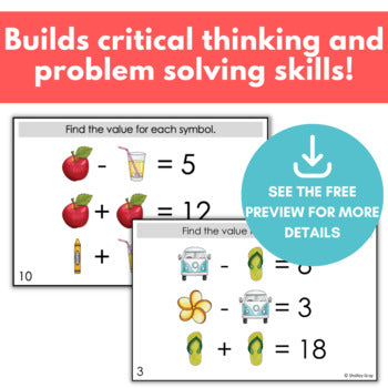Image of Math Logic Problems, Puzzles for Addition & Subtraction Within 20