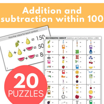 Image of Math Logic Problems, Puzzles for Addition & Subtraction Within 1,000