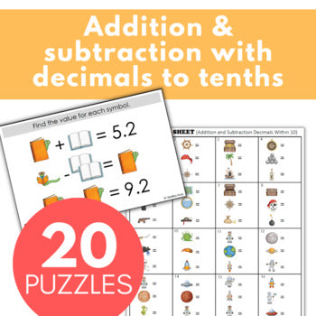 Image of Math Logic Problems, Puzzles for Decimal Numbers to Tenths, Problem-Solving