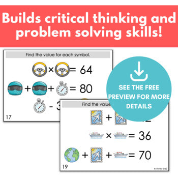 Math Logic Problems, Puzzles for Addition Subtraction Multiplication W ...