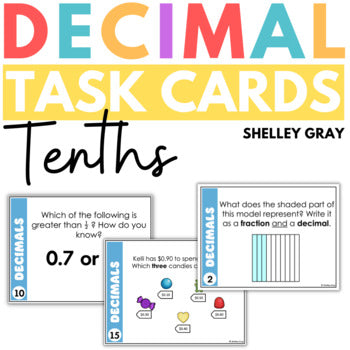 Main image for Decimal Task Cards for Tenths, Connecting Decimals to Fractions