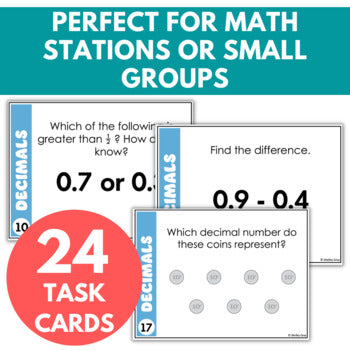 Image of Decimal Task Cards for Tenths, Connecting Decimals to Fractions