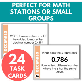 Image of Decimal Task Cards for Thousandths, Connecting Decimals to Fractions