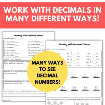Image of Decimal Worksheets Tenths, Connect Decimals to Fractions, Visual Models & More