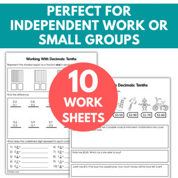 Image of Decimal Worksheets Tenths, Connect Decimals to Fractions, Visual Models & More