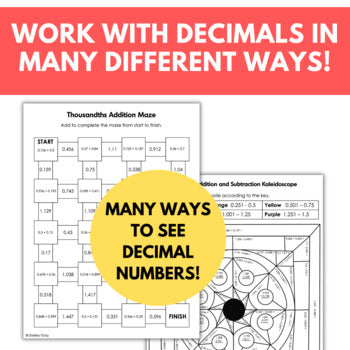 Image of Decimal Worksheets Thousandths, Connect Decimals to Fractions and Visual Models